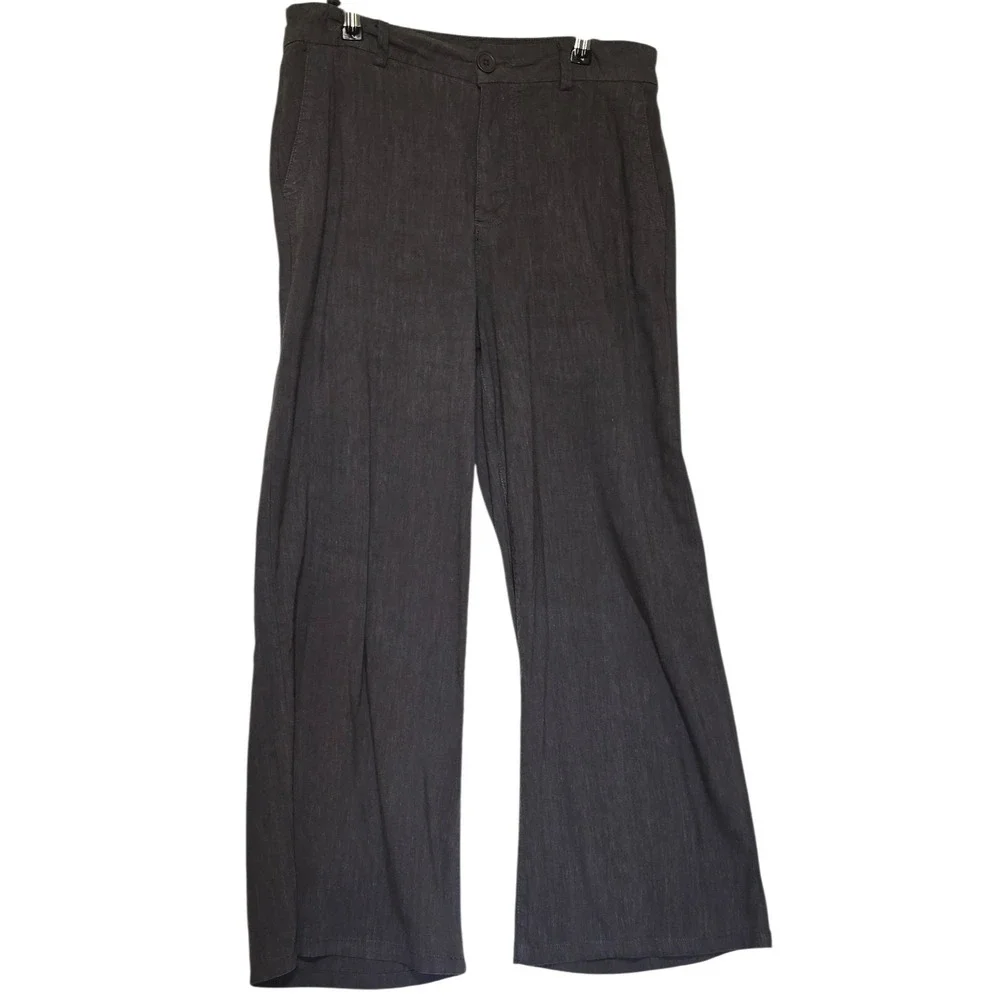 Kut From The Kloth size 4 30x26 Linen Grey Wide Leg Ankle Pants Classic City - Picture 2 of 10